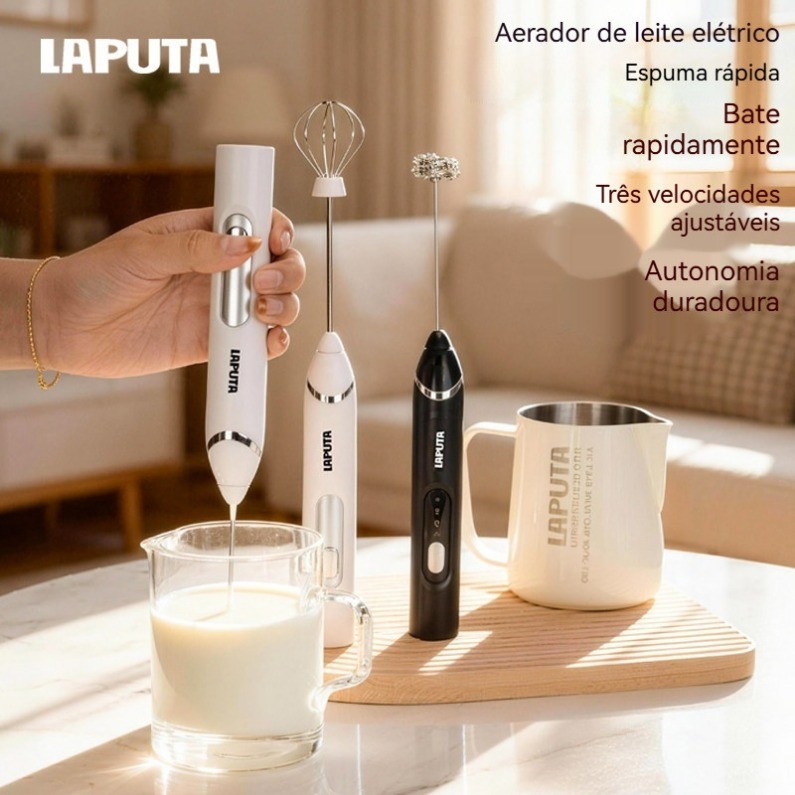 Utilize um batidor elétrico ou um batidor para café, leite ou creme (com controle por botão).