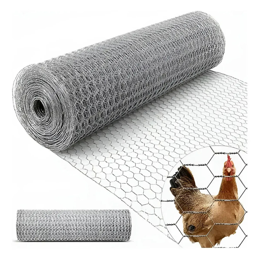 Rolo Tela Hexagonal Galvanizada 50 Metros Altura 1,50m Fio 23 Galinheiro
