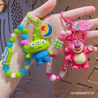 Genuíno Toy Story morango urso frisado chaveiro dos desenhos animados três olhos menino mochila ornamentos presentes de