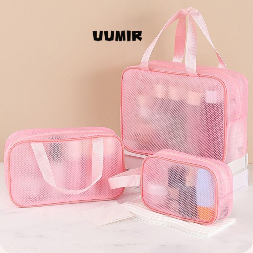 Bolsa Cosmética Umir , De Maquiagem De Malha De Grande Capacidade Com Zíper Kit De Higiene Pessoal Portátil Transparente