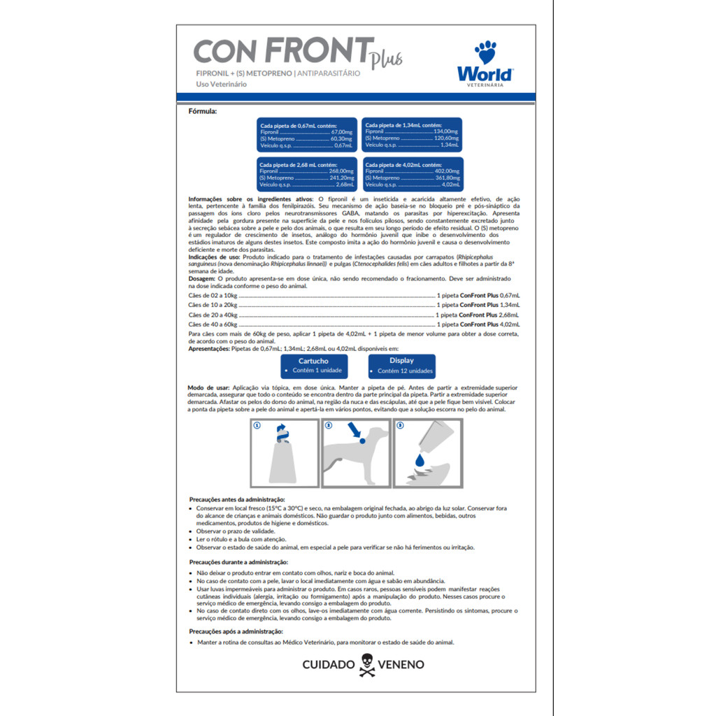 Confront Plus 2,68ml Cães de 20 a 40kg Antipulgas e Carrapatos