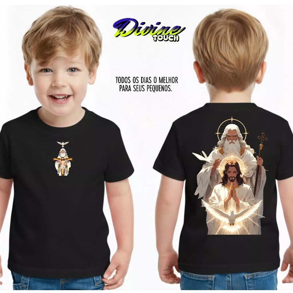 Camiseta Infantil Estampada Jesus Rezando Divertida Menino Menina 100% Algodão Confortável Dia a Dia Estilosa Escolar