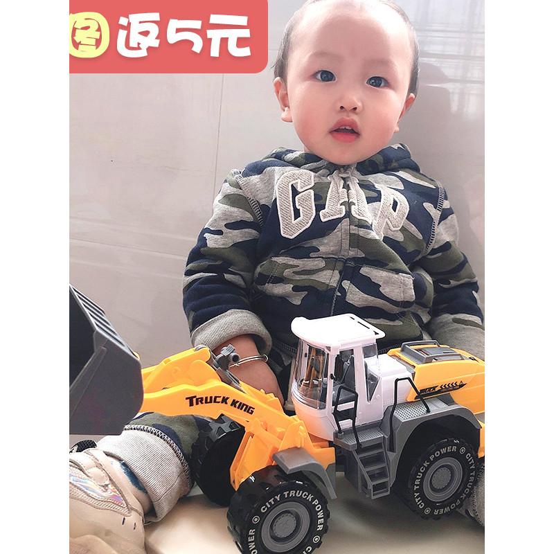 Menino brinquedos infantis simulação resistente a choques grande empilhadeira log Bulldozer pressionando estrada perfura
