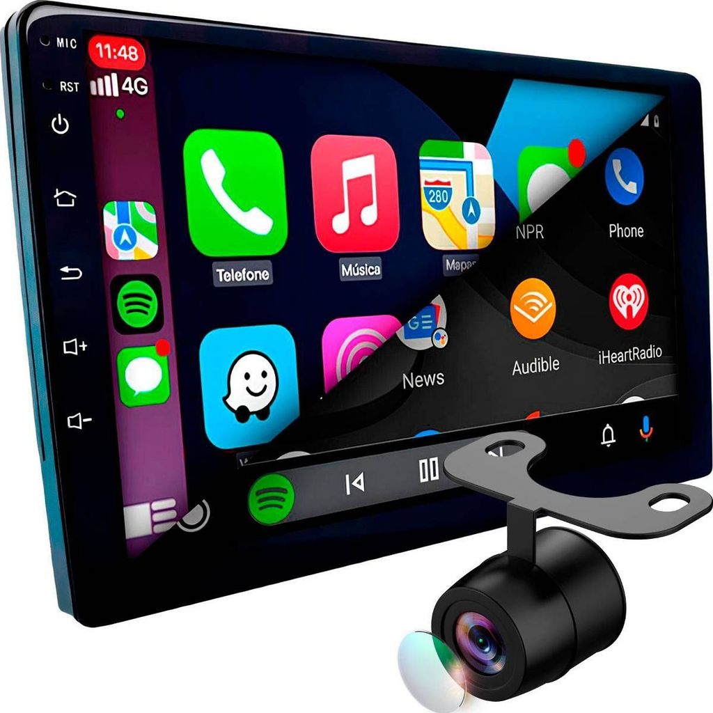 Multimidia 9pol Qled Quadcore 4gb 64gb Android Auto Carplay Câmera de Ré