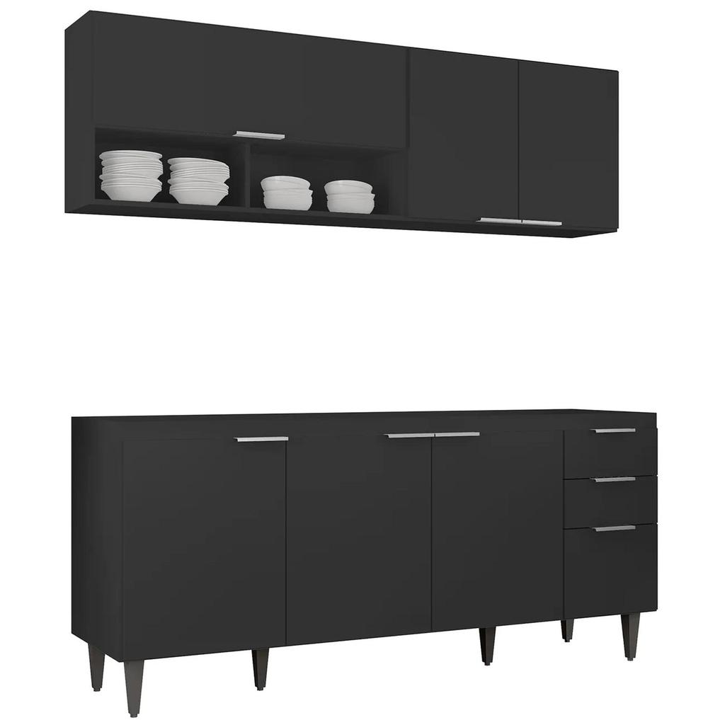 Armário de Cozinha CP01 Para Pia 180cm Pérola Z34 Preto - Mpozenato