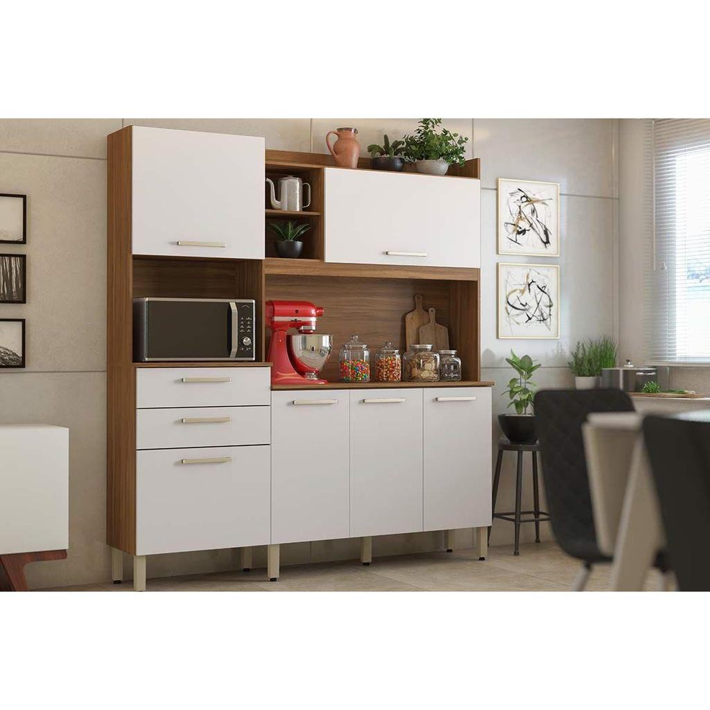 Kit de Cozinha Compacta Select c/ 6 Portas e 2 Gavetas 178x194 Amendola/Branco - Demóbile