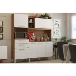 Kit de Cozinha Compacta Select c/ 6 Portas e 2 Gavetas 178x194 Amendola/Branco - Demóbile