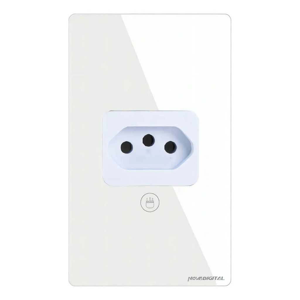 Tomada Inteligente de Embutir 20A Wi-Fi Automação Branca