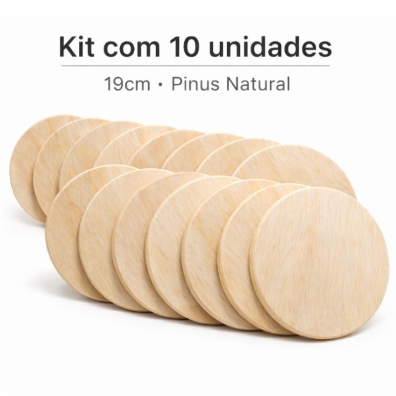 kit 10unid Tabua Redonda 19cm em Madeira Natural Pinus Placa Redonda Madeira Bolacha Madeira Decorativa Artesanato