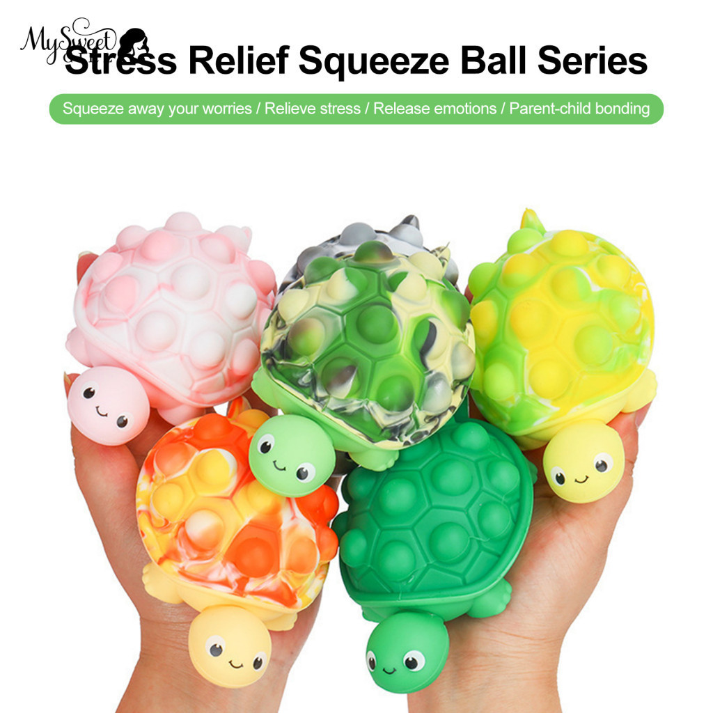Silicone Turtle Fidget Toy Pinch Resistant Bubble Shell Stress Ball Squeeze Hand Therapy for Relief and Anxiety Cute for