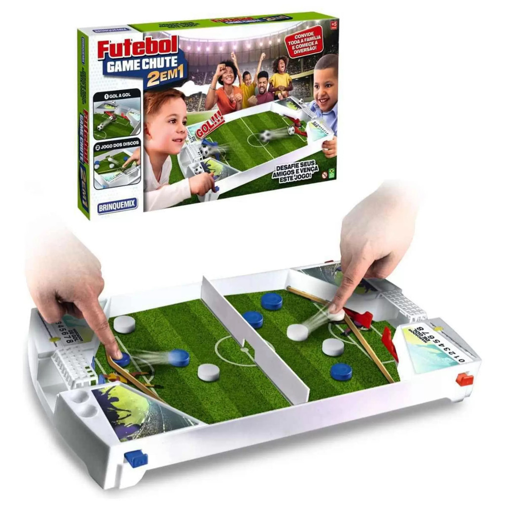Jogo Futebol de Mesa 2 em 1 Brinquemix Game Chute Infantil +6 Anos