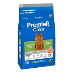 Ração Premier Ambientes Internos para Gatos Adultos Castrados 12 Sabor Frango