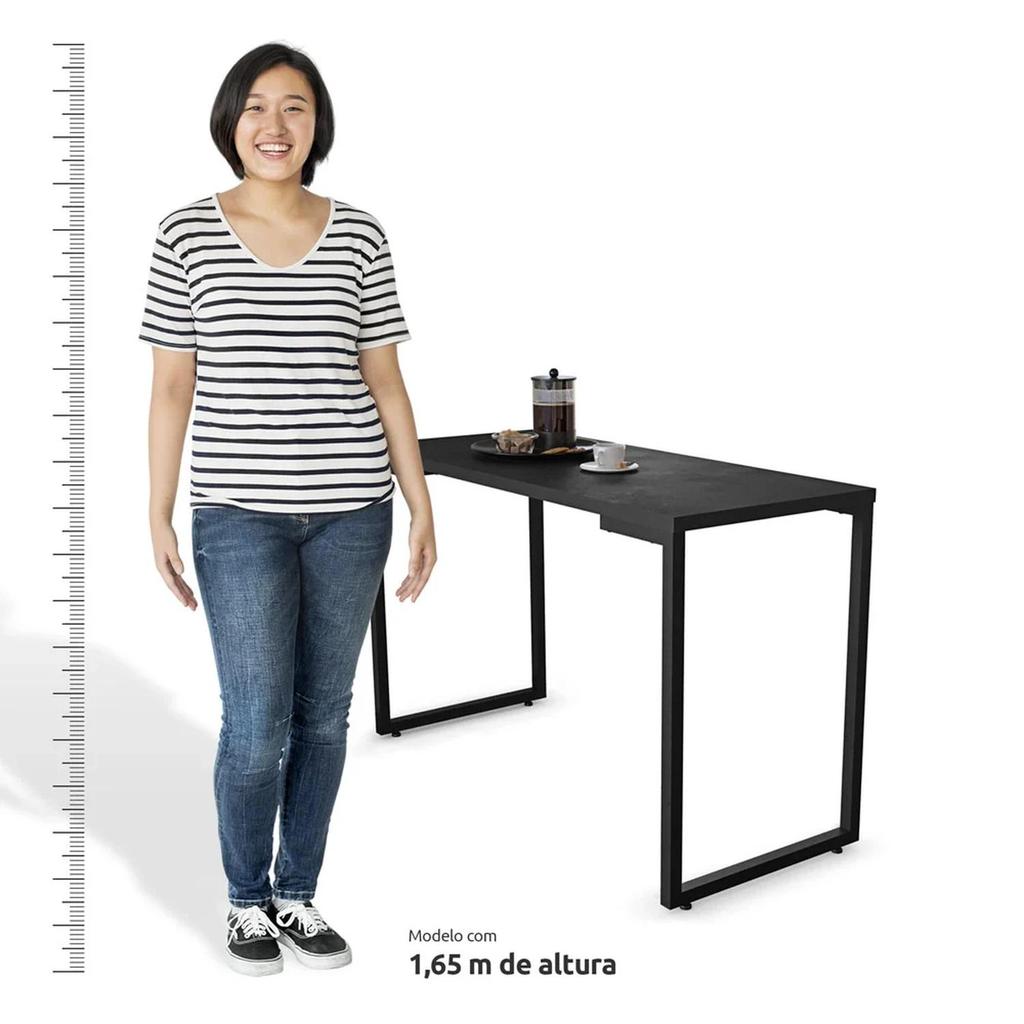 Conjunto Mesa de Cozinha Prattica Industrial 120cm com 2 Banquetas F02 Preto - Mpozenato