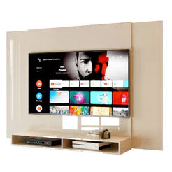 Painel Suspenso Aéreo Flutuante com Nicho para Sala TV até 43 Polegadas Decorativo Kiev Off White - MoveisAqui