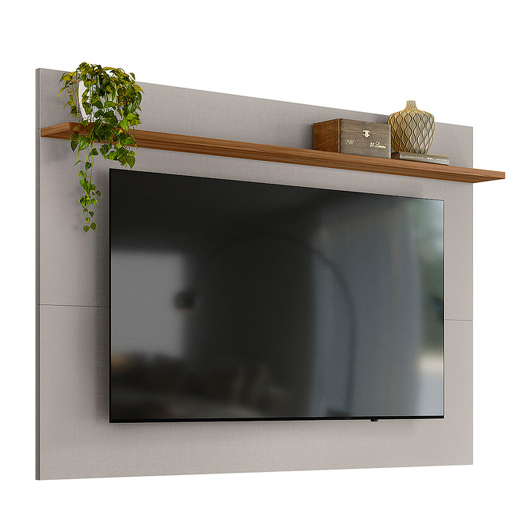 Painel Suspenso aéreo para Sala NT 1305 TV 70 Polegadas com Prateleira Off White Com Freijo Notavel