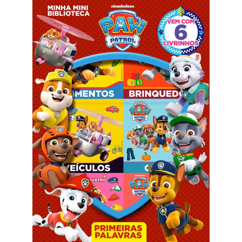 Livro Box com 6 Minilivros Patrulha Canina  | Minha Mini Biblioteca Primeiras Palavras