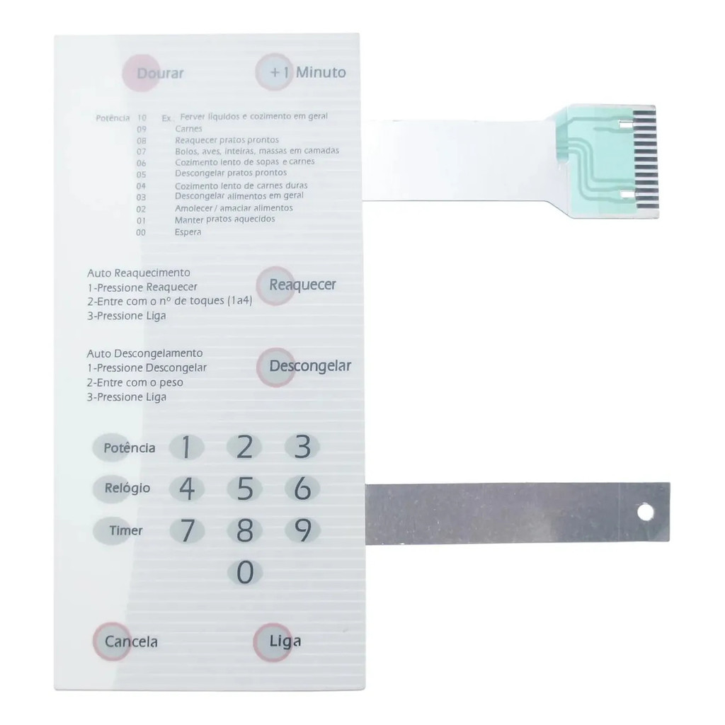 Membrana Teclado Microondas P/ Brastemp Bmp42 Branco C/doura