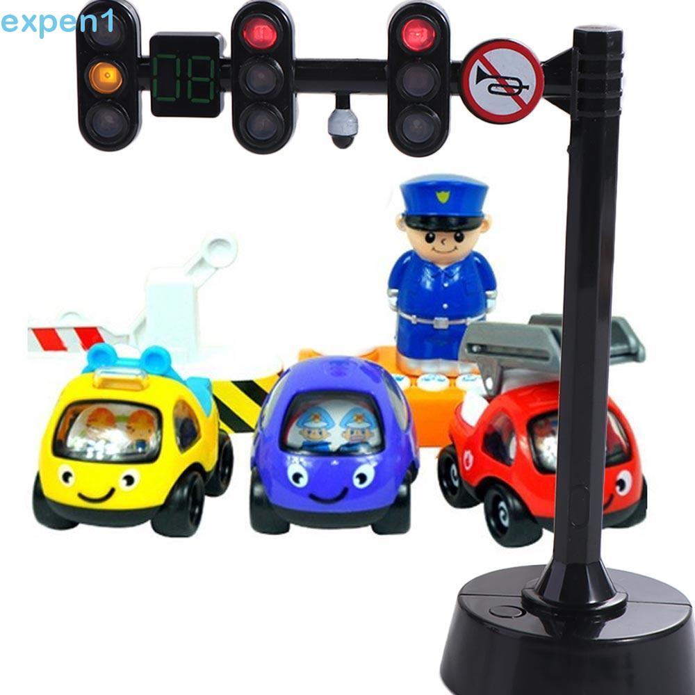 EXPEN Mini Brinquedos Modelo De Parada , Sinais De Luz De Brinquedo De Trânsito De Segurança , Blocos De Construção De S