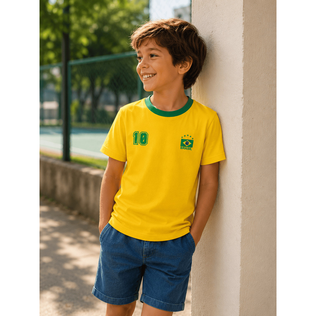 Camiseta Infantil do Brasil, Camiseta da Seleção, Camiseta Copa do Mundo, Camisa verde e amarela.