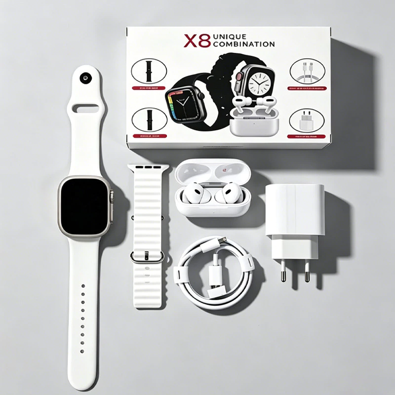 kit Smartwatch Relógio Inteligente 2026 Novo X8 2.2 Polegadas Para iOS Android Completo 6 Em 1 i13 TWS/Carregador — imagem 1