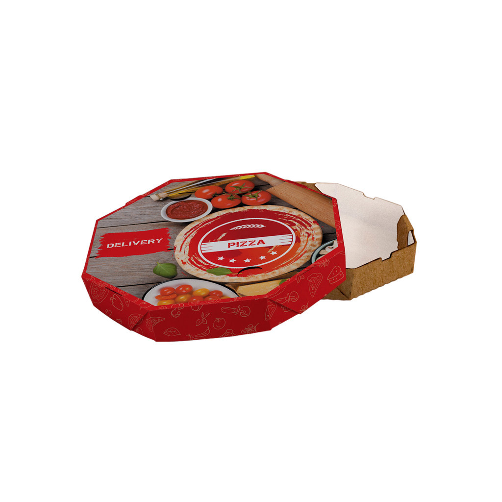 Caixa de Pizza Italianinha com Fundo Branco Octogonal 30cm - PCT 50un
