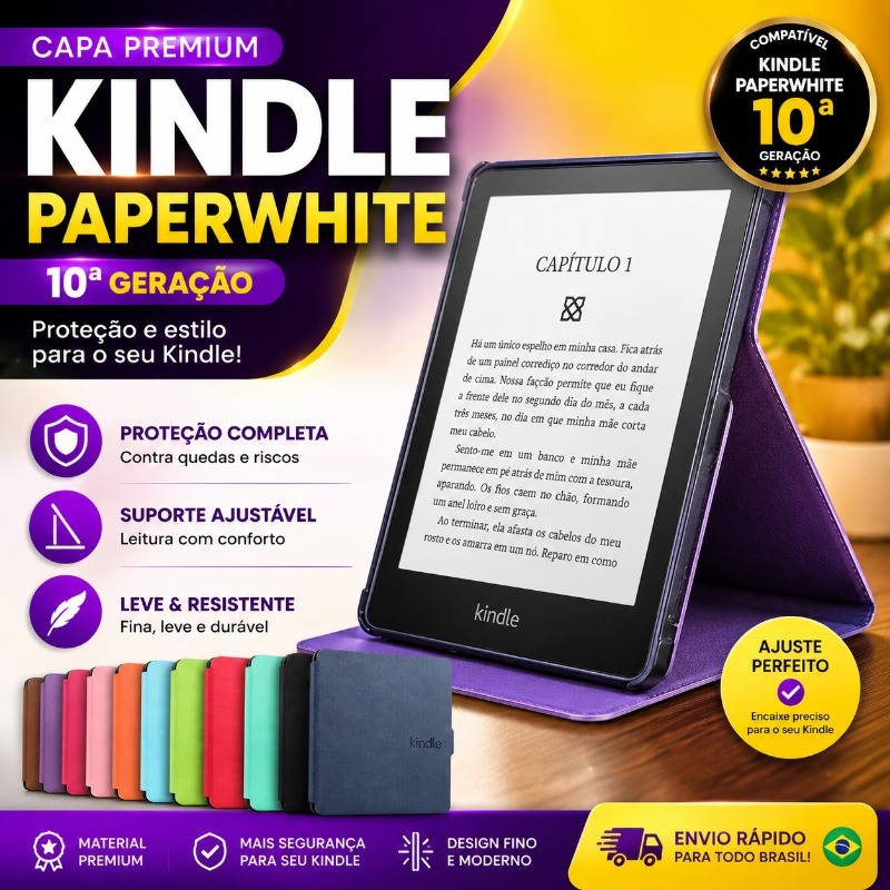 Capa silicone para Kindle 10ª geração Papewhite (não serve 10ª geração normal )-modelo pq94wif Geração Antiqueda
