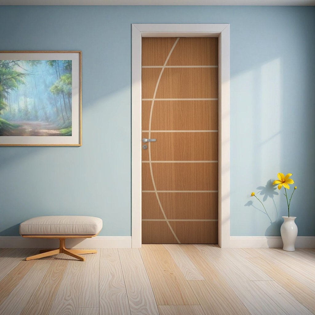 Folha de Porta Madeira Decorada 210x90cm Espessura 3,5cm Neblina MGM Mogno Mogno