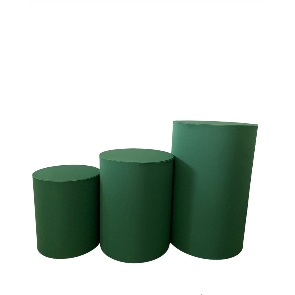 Trio De Capas Para Mesa Cilindro Verde Decoração de Festa Tecido Helanca Com Elastico Veste Facil Cores Diversas