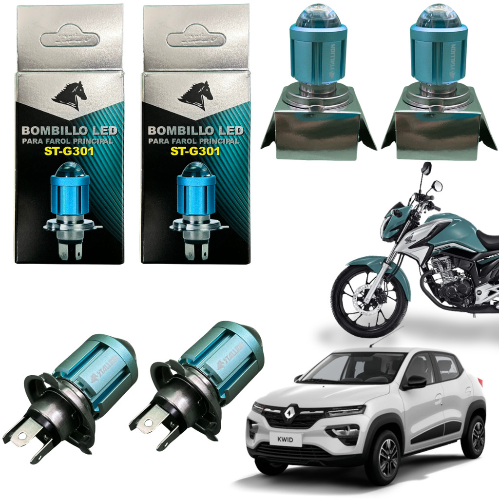 Lâmpada LED H4 Stallion 6500K Super Branca G301 P Carro/Moto