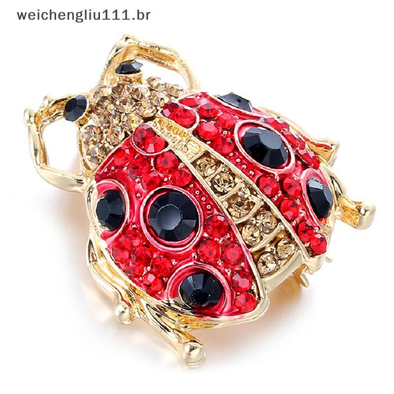 # weicheng Esmalte Vintage Bonito Cristal Strass Inseto Colar Broche Pino Jóias Presentes .