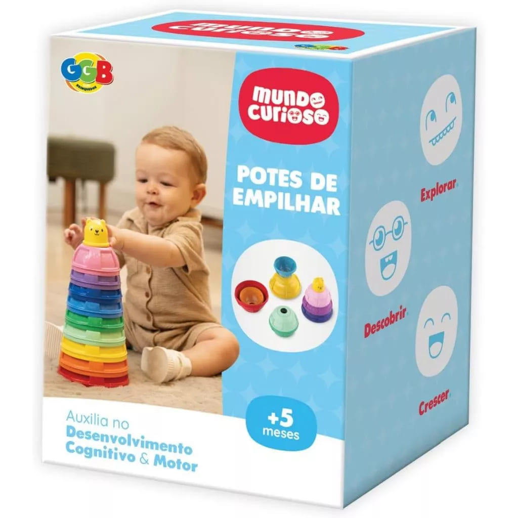 Brinquedo Educativo Potes de Empilhar e Encaixar GGB Plast