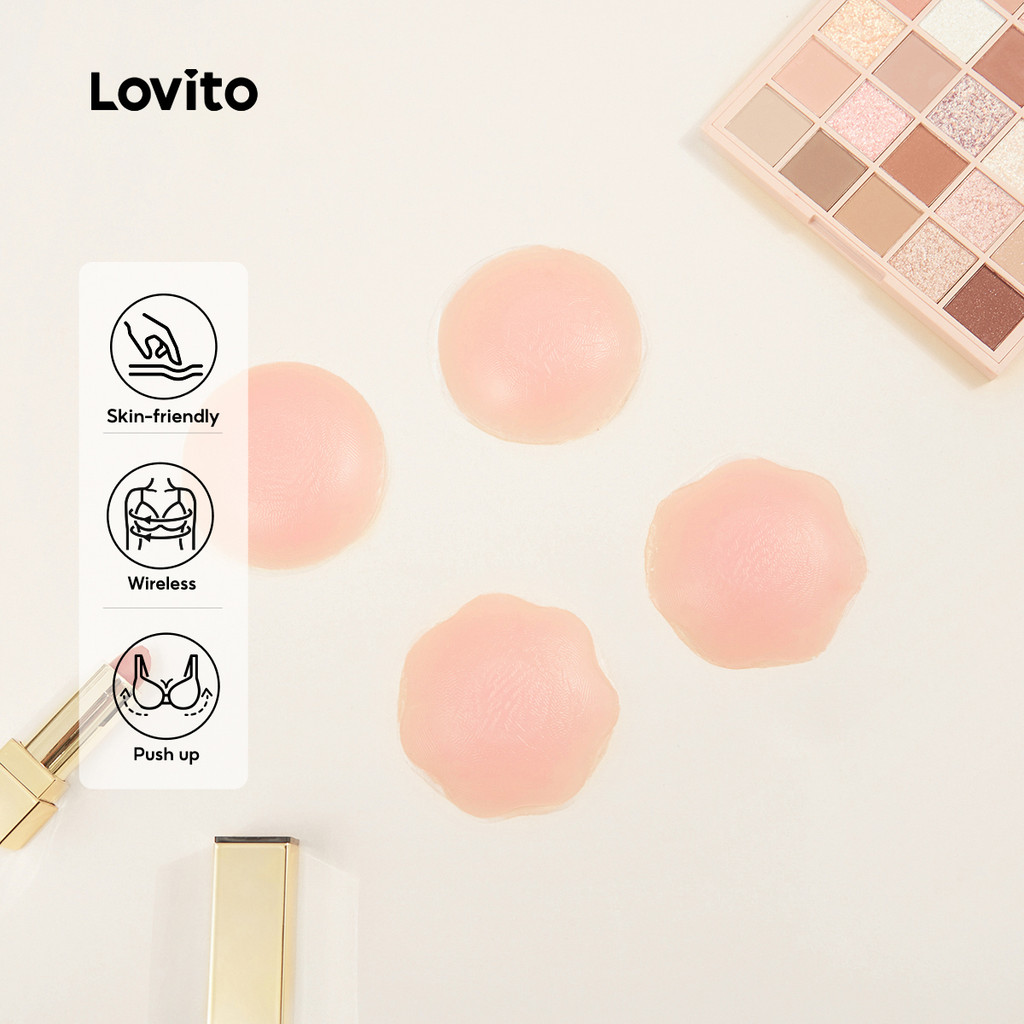 Lovito Protetores De Mamilo De Silicone Autoadesivos Casuais E Hipoalergênicos 1 Par Para Mulheres L12054 (nude)