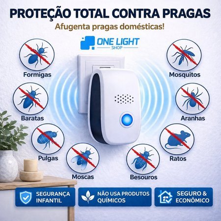 KIT4/3/2/1 Repelente Eletrônico Ultrassônico Mosca Pernilongos Baratas Morcegos repele e Espanta Ratos bivolt