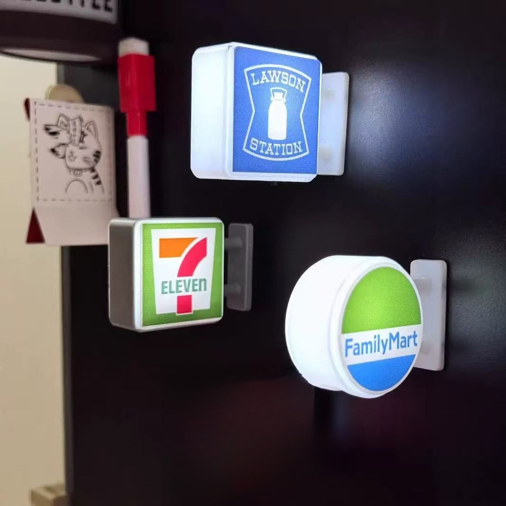 Nova Mini loja de conveniência ornamentos luminosos geladeira magnética adesivos decoração restaurar 7-11 família clássi