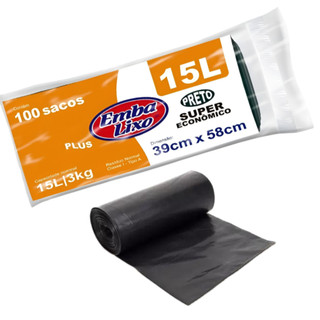 Saco de Lixo 15L Plus com 100 unidades - Embalixo