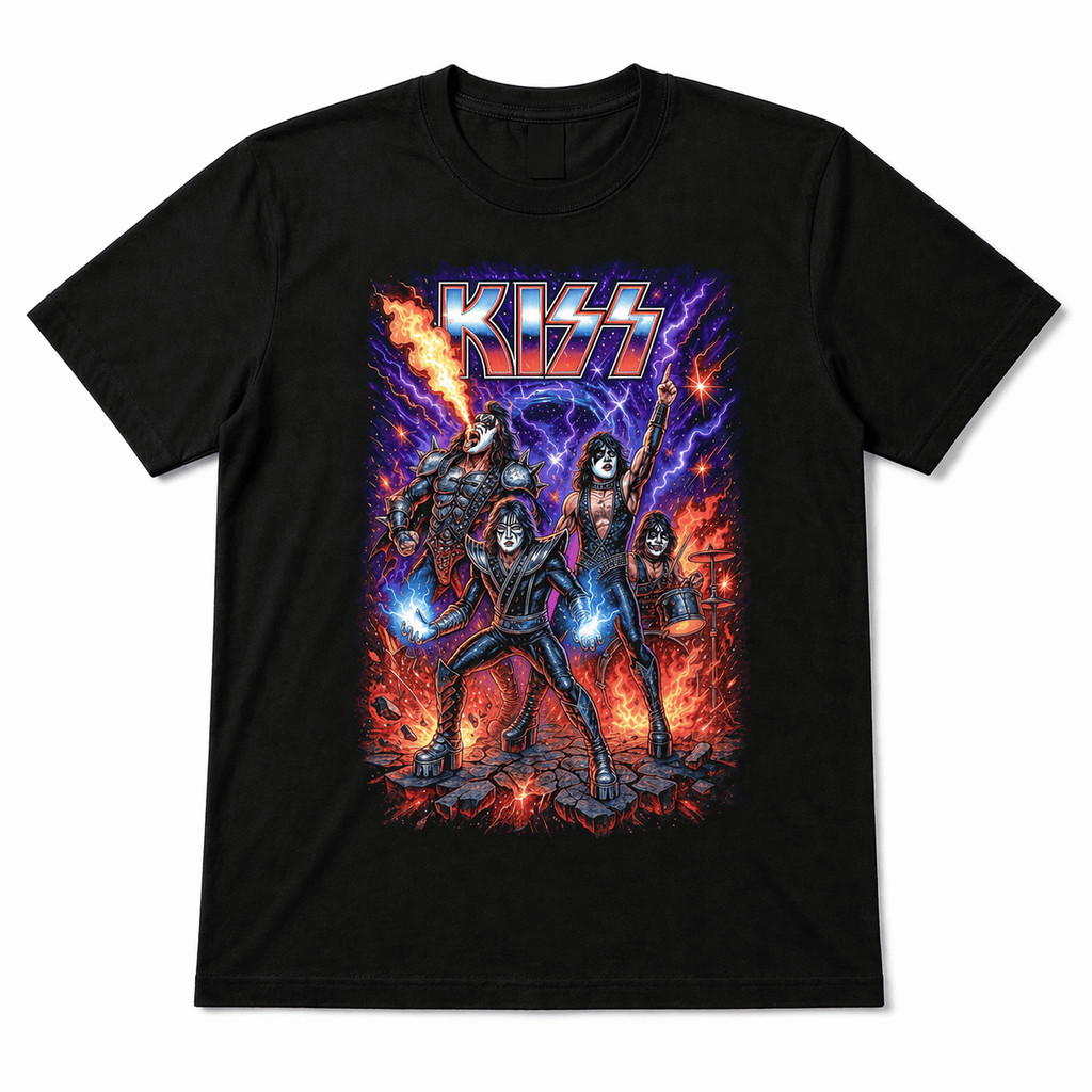 Camiseta Estampada KISS Rock  Heavy Metal Gene Simmons Paul Stanley Destroyer Tamanho Único GG