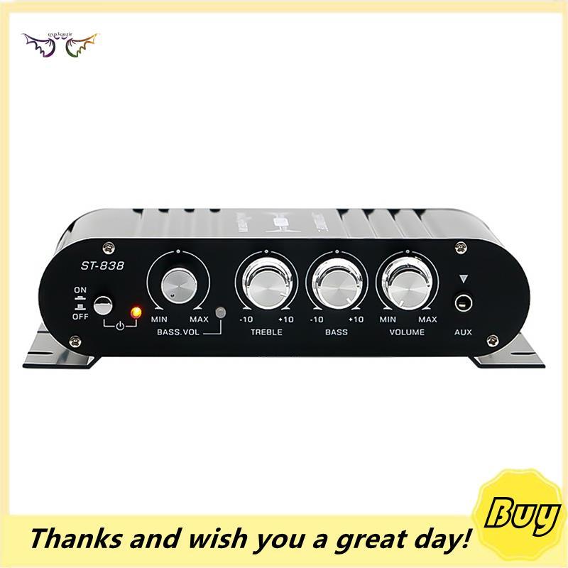 - 838 Amplificador De Potência HiFi De 2.1 Canais 80Wx2 Som Estéreo Com Saída De Subwoofer Áudio Doméstico