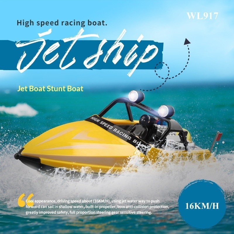 WLtoys WL-917 RC Barco De Corrida 16KM/H 2.4GHz Brinquedos Controle Remoto Navio Alta Velocidade Jet Lancha Barcostoy Ad