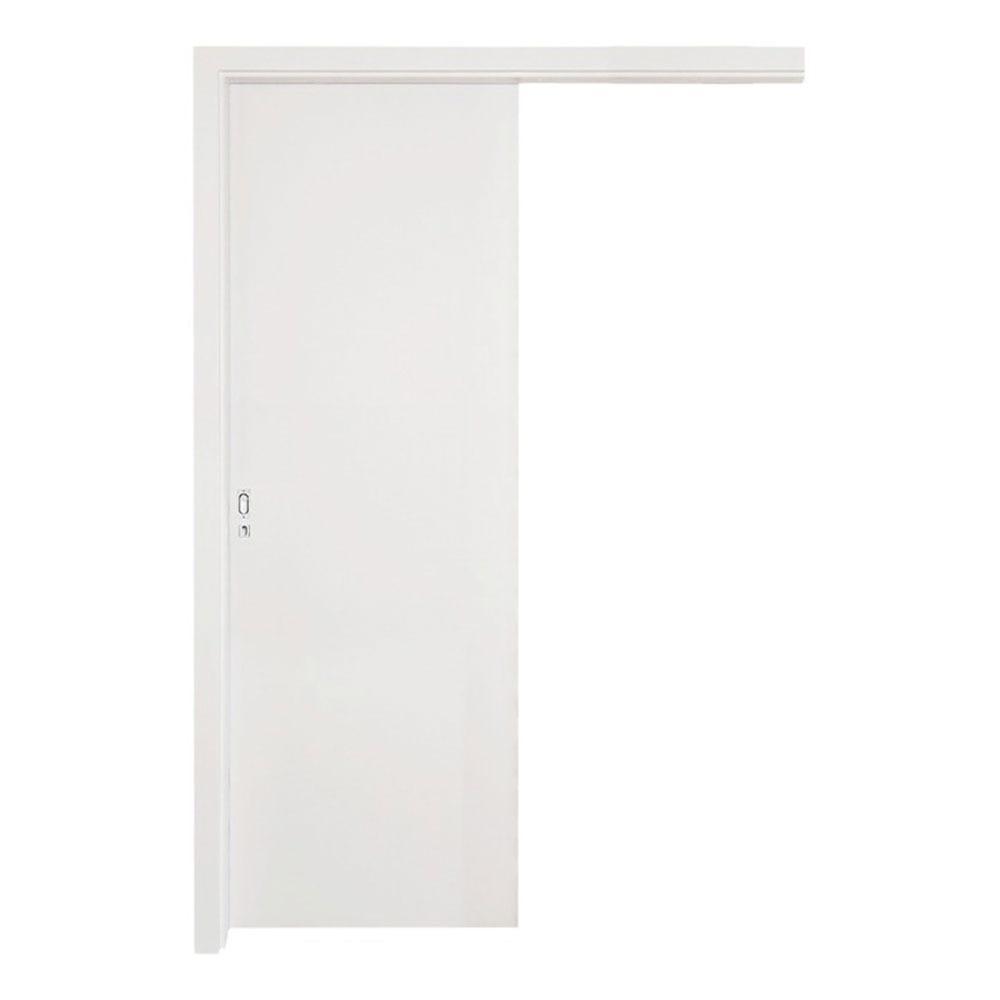 Kit Porta de Correr Interna Pinhal 10 a 15 cm, Branco Acabado, 213 x 60 cm