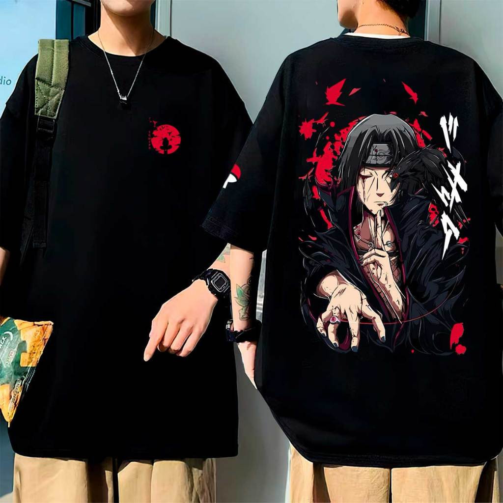 [Camiseta Vintage Masculina Algodão]HYP Camiseta Preta Oversized Unisex, Design Personagem Naruto Moda Streetwear Altern