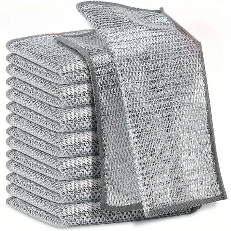 Kit 5 Peças Pano Duplo De Prato De Fio De Metal Limpeza De Cozinha Antiaderentes Para Panelas , Frigideiras E F