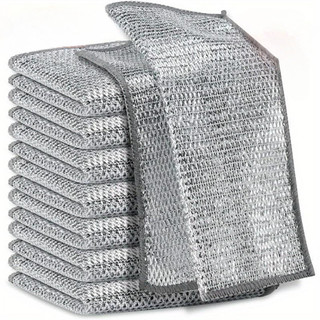 Kit 5 Peças Pano Duplo De Prato De Fio De Metal Limpeza De Cozinha Antiaderentes Para Panelas , Frigideiras E F