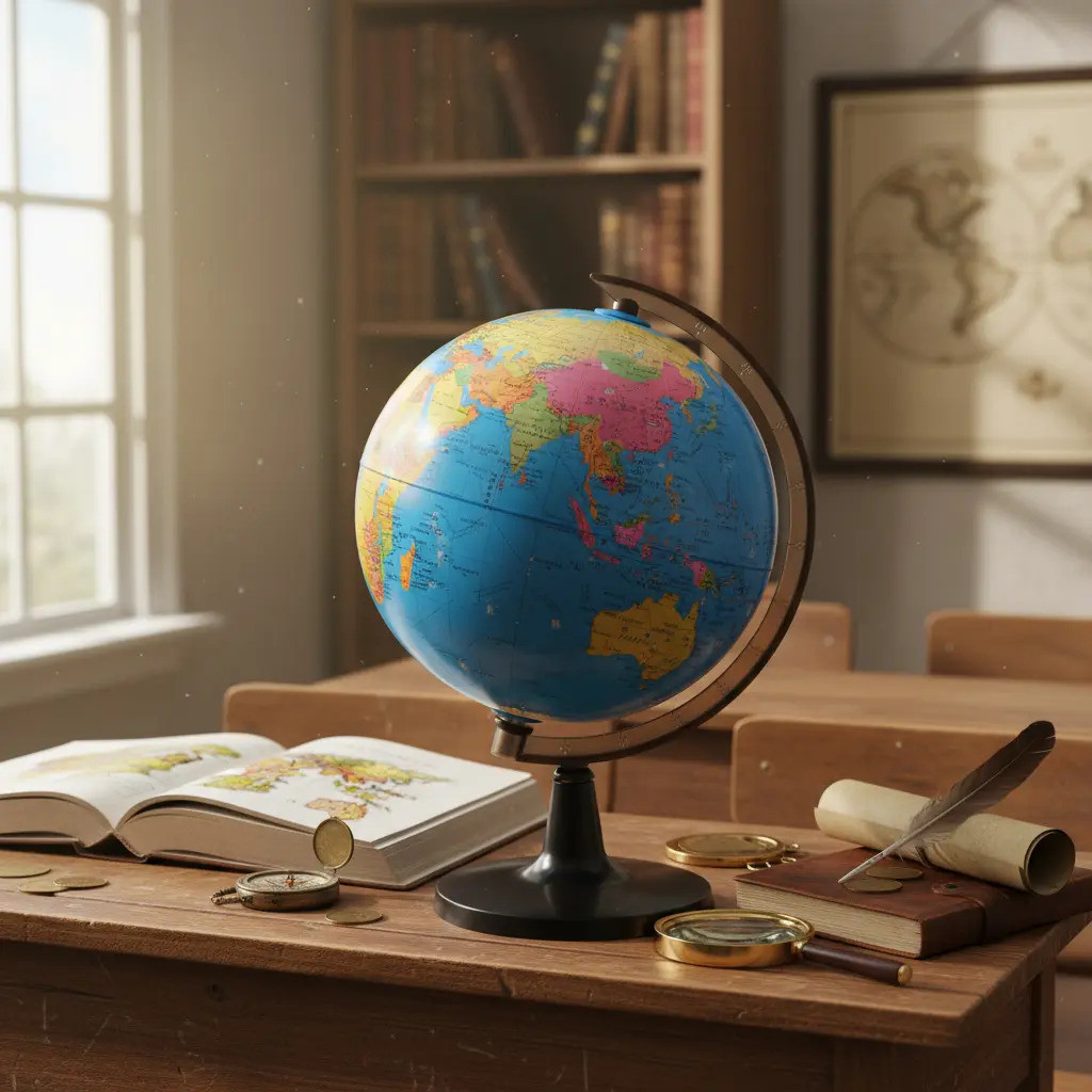 Globo Terrestre Giratório De Mesa Mapa Mundi Escolar 14,2cm