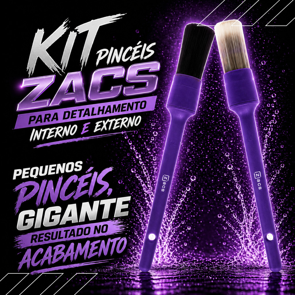 Kit 2 Pincel Para Detalhamento Automotivo Interno E Externo Zacs Vonixx Numero 14