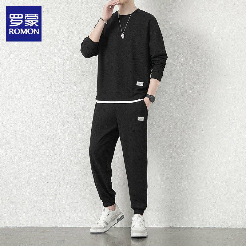 Lomon primavera Casual roupas esportivas moda na moda moletom terno primavera versão coreana solto moletom masculino ter