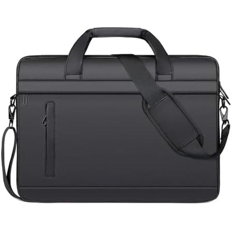 Bolsas Empresariais De 14 Polegadas Bolsa De Couro Marrom Para Viagens , Escritório , Pasta Mensageiro De Ombro Preta