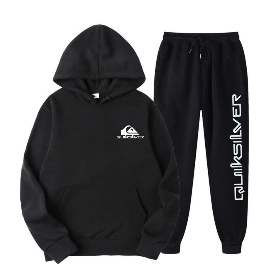 Conjunto Moletom Canguru Masculino Quik Blusa De Frio + Calça Moletom Estampados Unissex Outono/Inverno