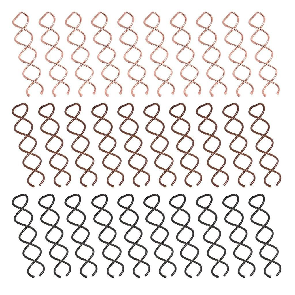 30 Pcs Spiral Hair Pins, 3 Colors Spin Pins for Hair, Alloy Spiral Bobby Pins, Bun Twist Spiral Hair Pins with Non-scrat