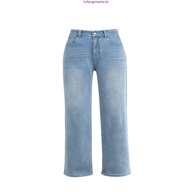 Calça Wide Leg Pantalona Feminina Cintura Alta Jeans Moda Bolso Alfaiataria Flare Perna Larga