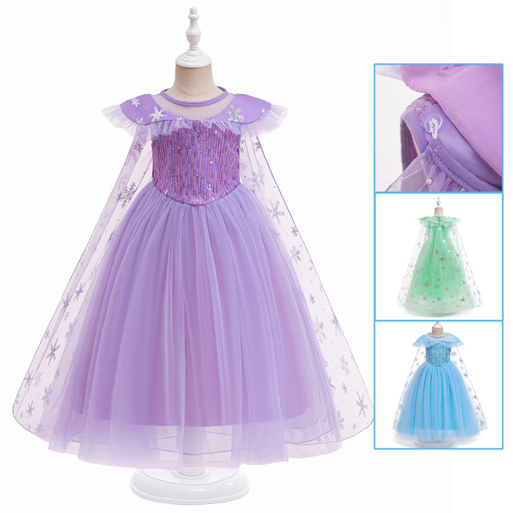 Frozen Elsa Princesa Vestido Floco de Neve Manto Vestido Elsa Elsa Elsa Vestido Infantil Natal cos Traje de Desempenho